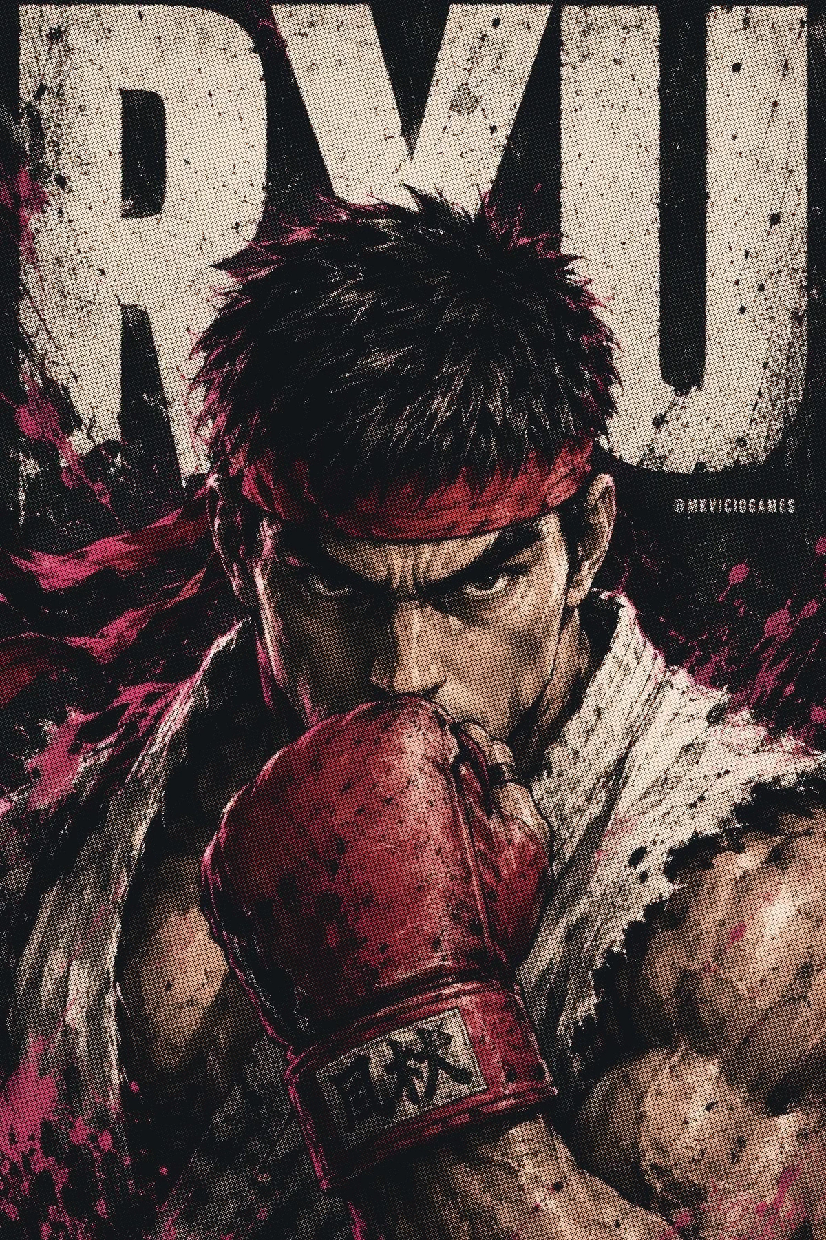 Resultado real: ilustración de Ryu con puntos circulares de tamaño variable